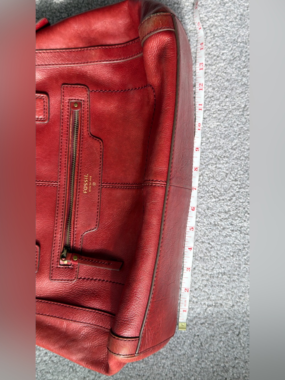 Fossil Red Leather Double-Handle Satchel - Picture 11 of 11